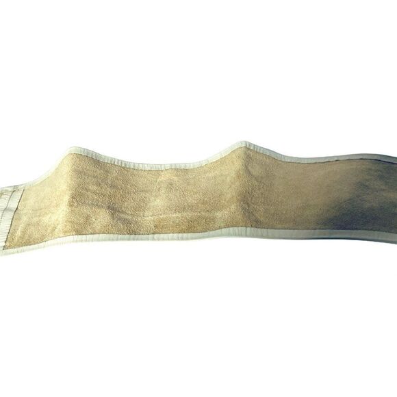 Vintage 80's Artsy Cream Leather Statement Belt Suede Leather Embellished Closur - Picture 5 of 5